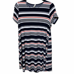 mts Womens Striped Short Sleeve T-Shirt Dress Size Small Blue White Pockets